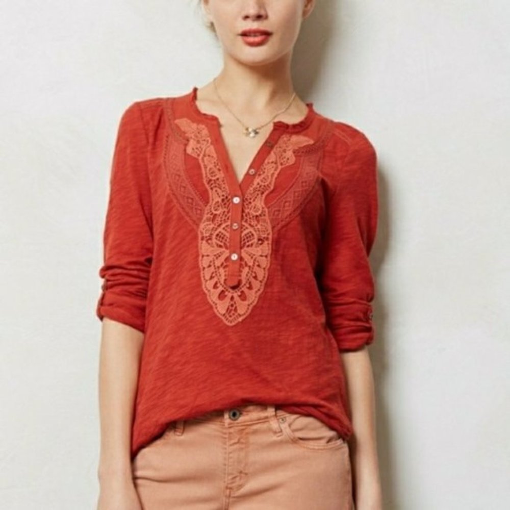 Anthropologie Meadow Rue Rust Chennai Henley
